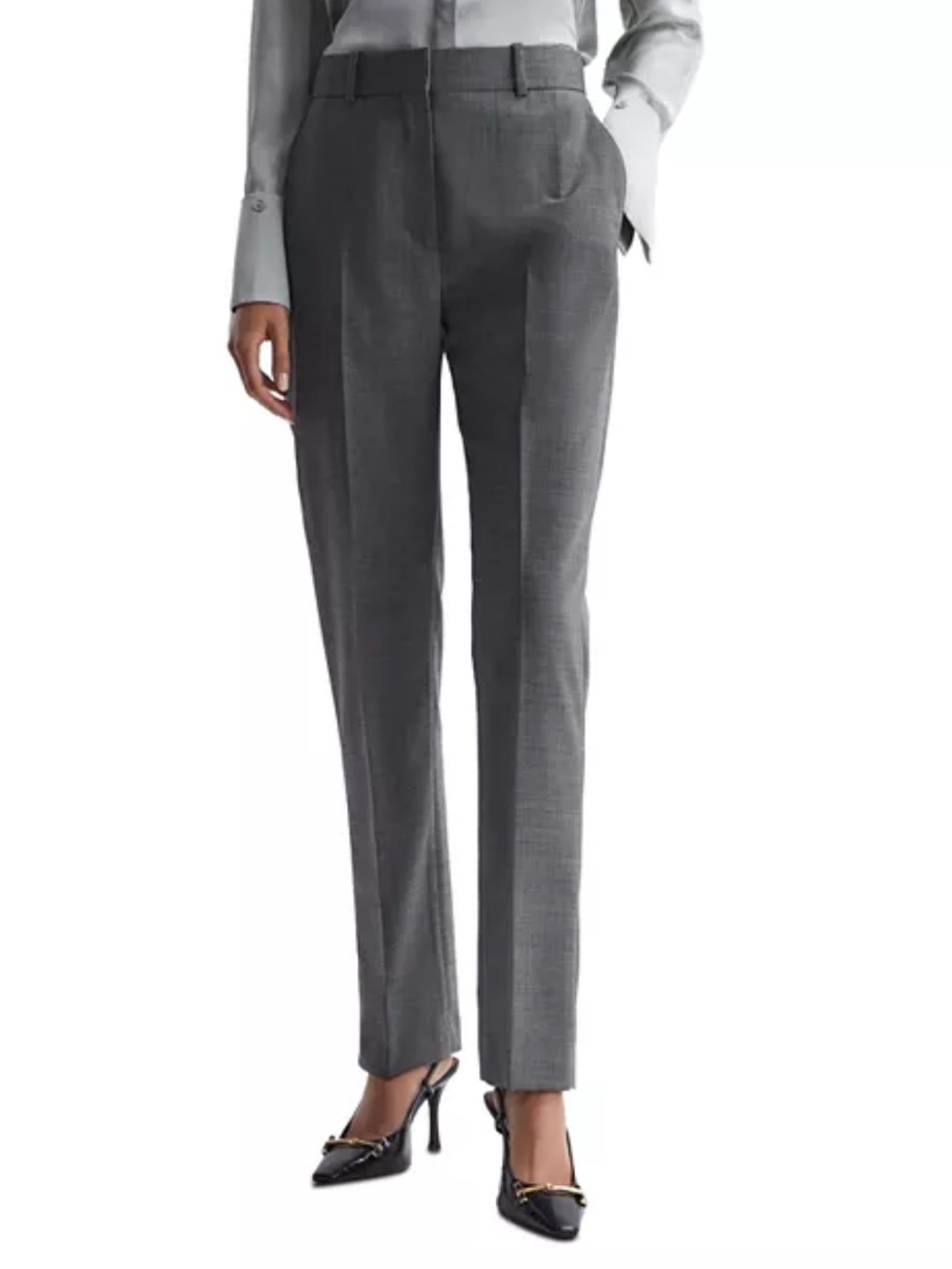 Reiss Layton Slim Leg Wool Blend Gray Pants Size: 8
